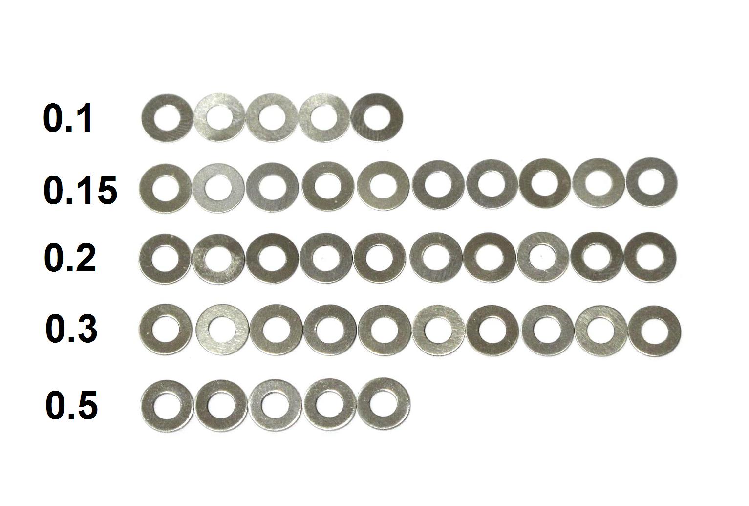 Wii Tech Precision Shim Washers (0.1x5, 0.15x10, 0.2x10, 0.3x10,