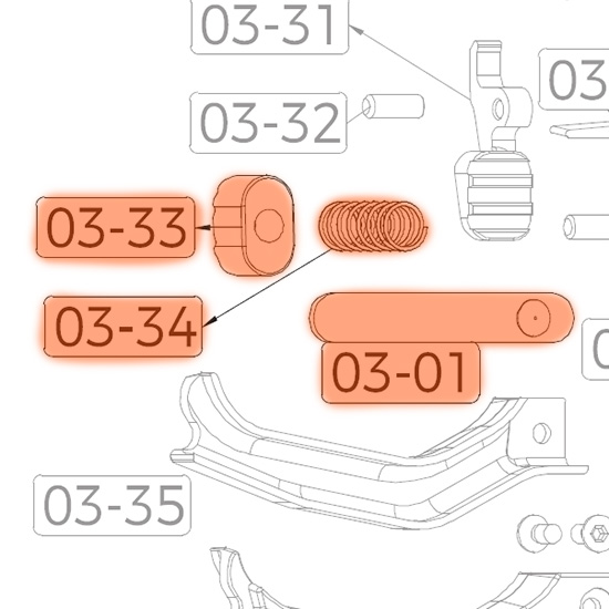 Well Pro KS M4 GBBR Mag Release - Part # 03-01, 33, 34